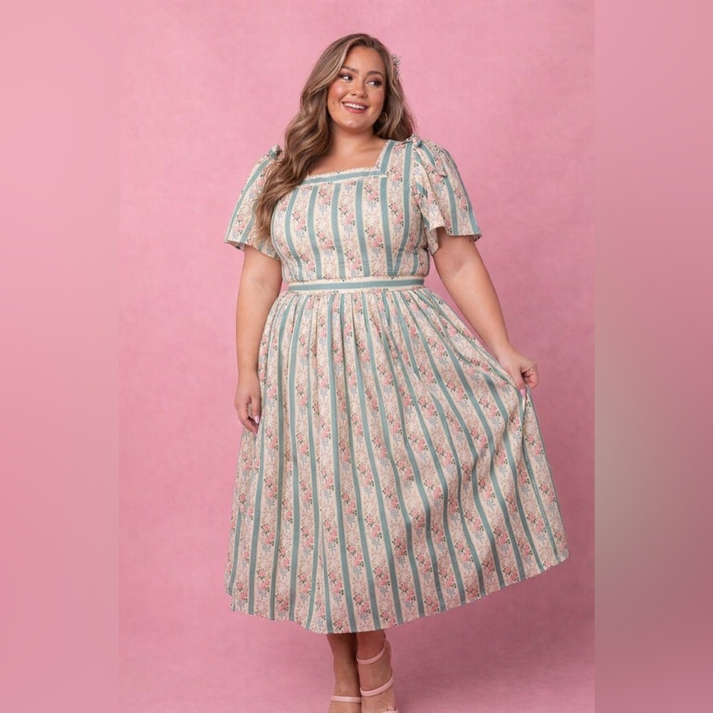 Ivy City Co. Sonnet Midi Dress in Vintage Rose - Size 14 Wedding Guest Dress